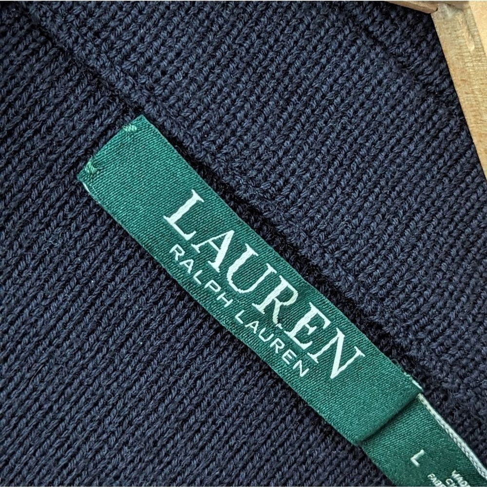 Ralph Lauren Moto Jacket Asymmetrical Zip Navy Sz L Preppy NWOT Knit Blazer - Picture 7 of 15